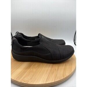 Clarks Women's Cloudsteppers Sillian Paz Slip-On Flats 9W Black Nubuck Comfort